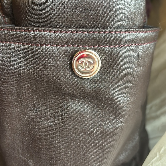 Chanel Paris Biarritz canvas tote chocolate bar brown - Picture 7 of 15